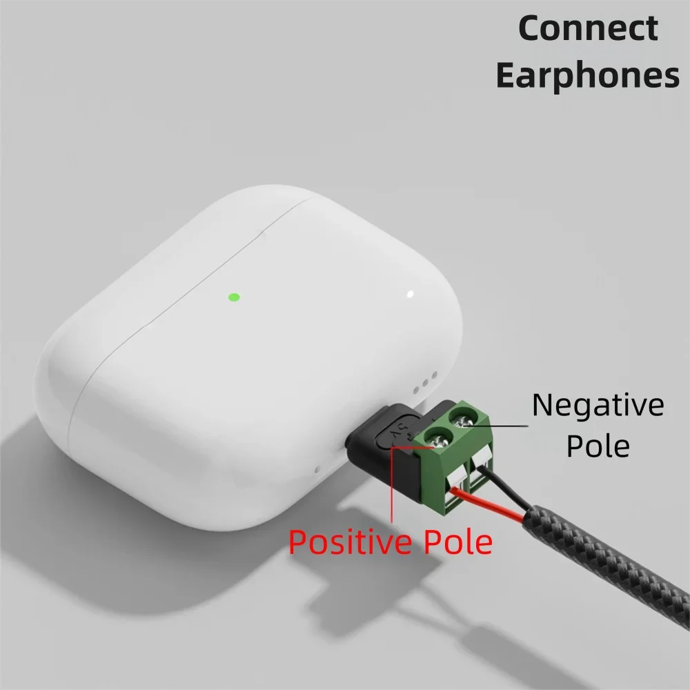 1-4Pcs Solderless Plug USB C to 2Pin Terminal Adapter Screw 5V Crimp Terminal Block Green Type-C to 2 Pin Charging Connector