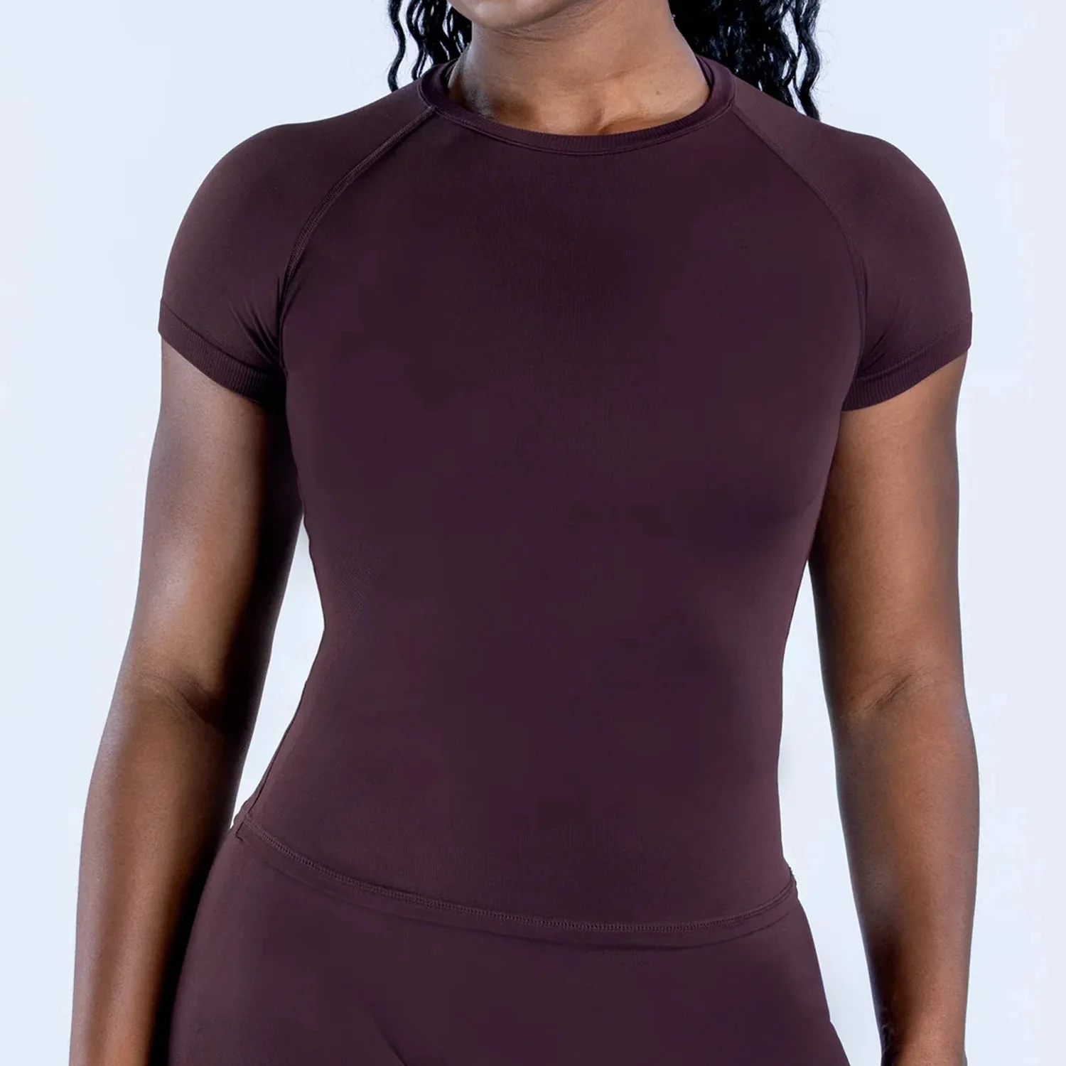 ARFTE Gym T Shirt Short Sleeve Yoga Top Women's Round Neck Seamless High Stretch Fitted Sports Gym Shirt Workout Clothing