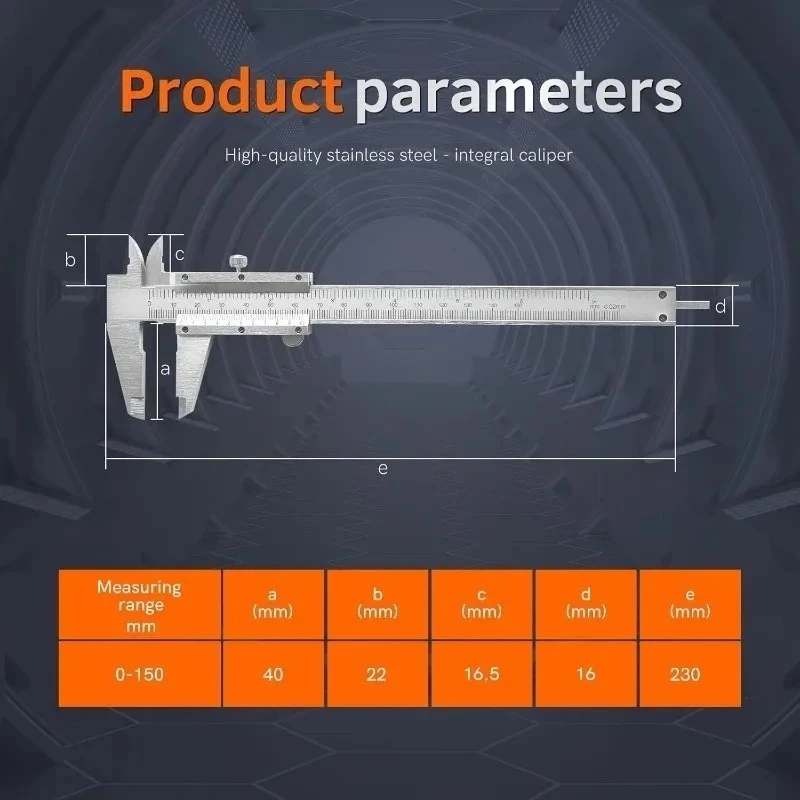 Stainless Steel Vernier Caliper Measuring Tool Gauge 0-150mm Sliding Gauge Inside Outside Depth Step Micrometer Accuracy 0.02mm