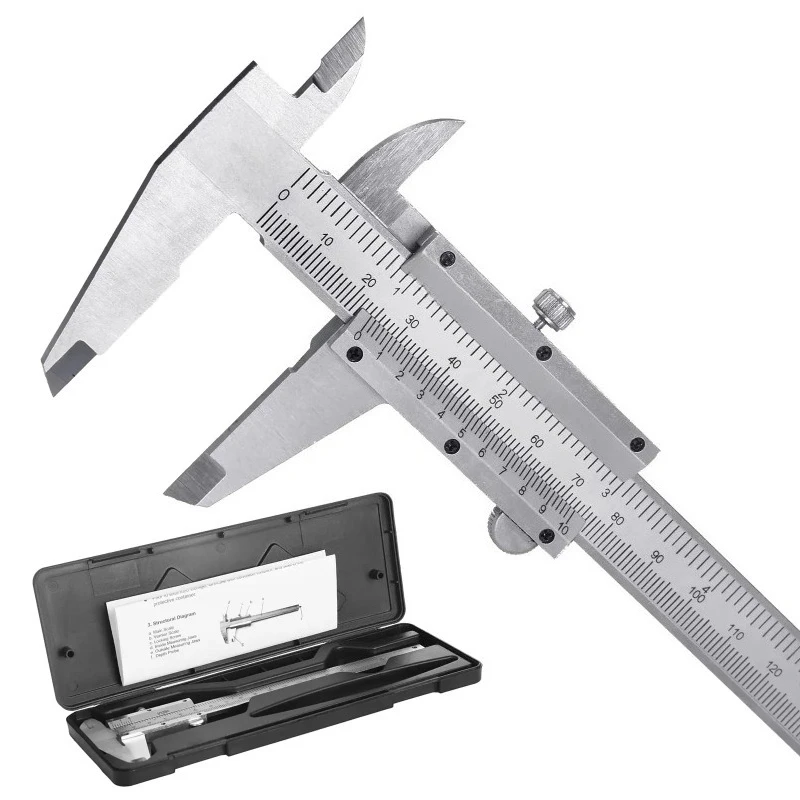 Stainless Steel Vernier Caliper Measuring Tool Gauge 0-150mm Sliding Gauge Inside Outside Depth Step Micrometer Accuracy 0.02mm