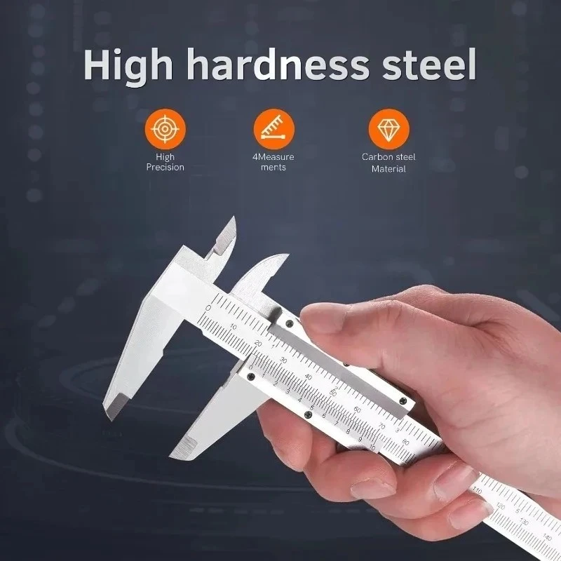 Stainless Steel Vernier Caliper Measuring Tool Gauge 0-150mm Sliding Gauge Inside Outside Depth Step Micrometer Accuracy 0.02mm