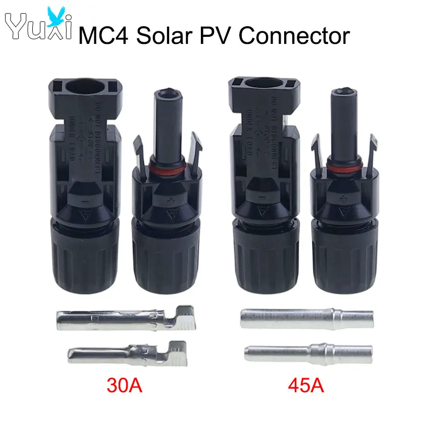 YuXi 1/2 Sets 1000V 30A 45A Solar Photovoltaic Connector Male Female Solar Panel MC-4 Waterproof Plug PV Modules