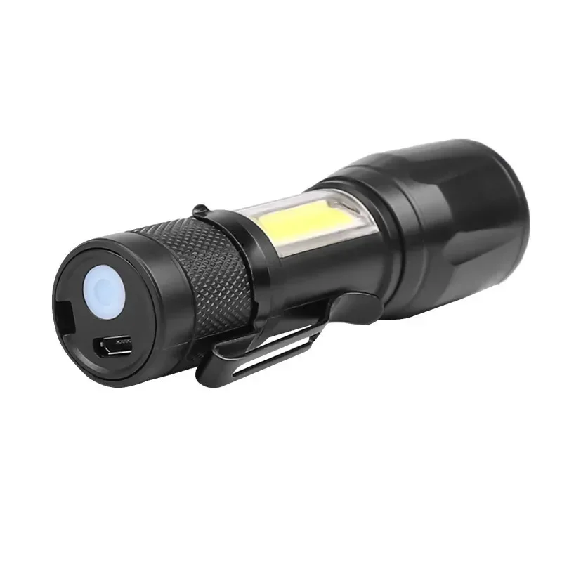 Powerful Mini LED Flashlight COB XPE Zoom Torch Built In Battery USB Rechargeable With Pen Clip Outdoor Camping Emergency Lamp