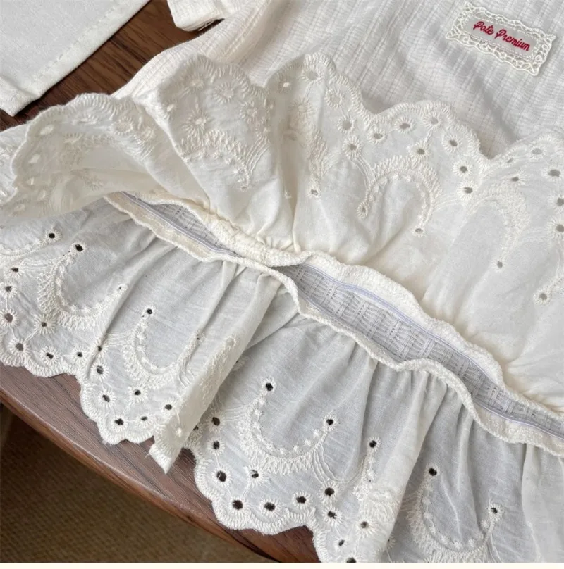 UNITIM Summer Kids Girls Tees Cotton Thin Lace Hem Infant Babys Girls Undershirts Loose Round Collar Children Girl Short Sleeves