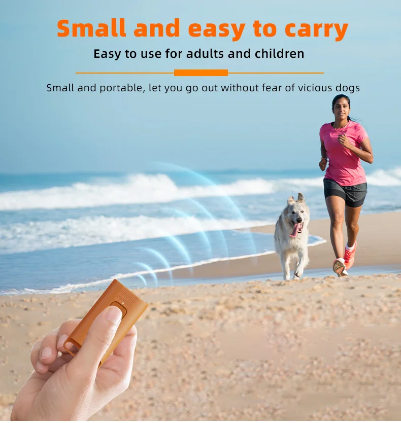 Mini Ultrasonic Dog Repeller Rechargeable Portable Dog Bark Deterrent DeviceTrainer Anti Barking Device with LED