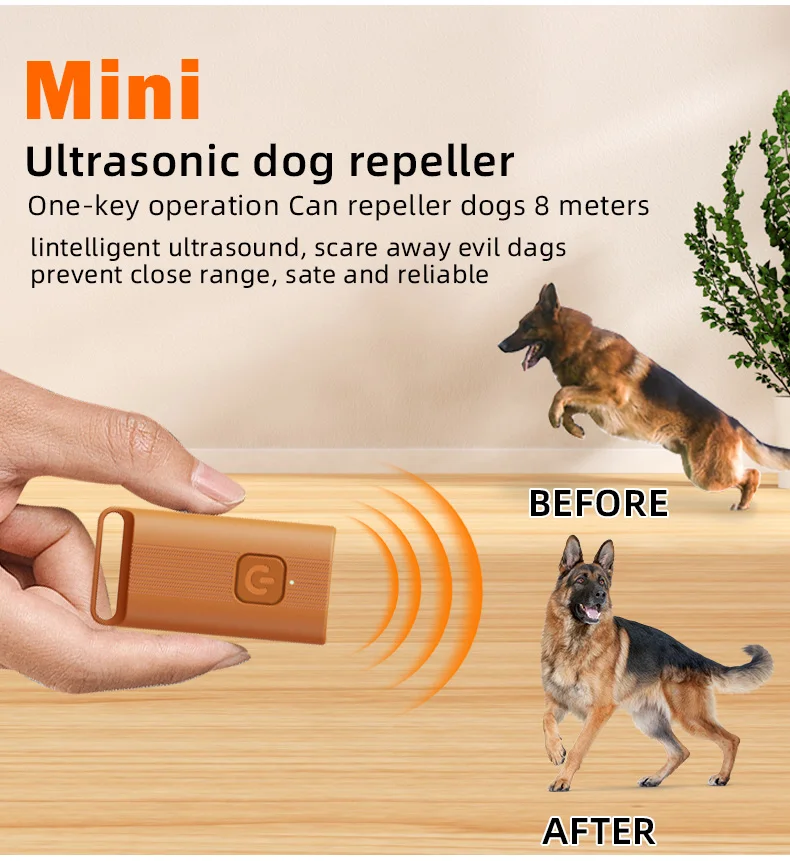 Mini Ultrasonic Dog Repeller Rechargeable Portable Dog Bark Deterrent DeviceTrainer Anti Barking Device with LED