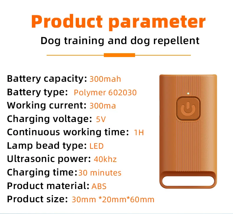 Mini Ultrasonic Dog Repeller Rechargeable Portable Dog Bark Deterrent DeviceTrainer Anti Barking Device with LED