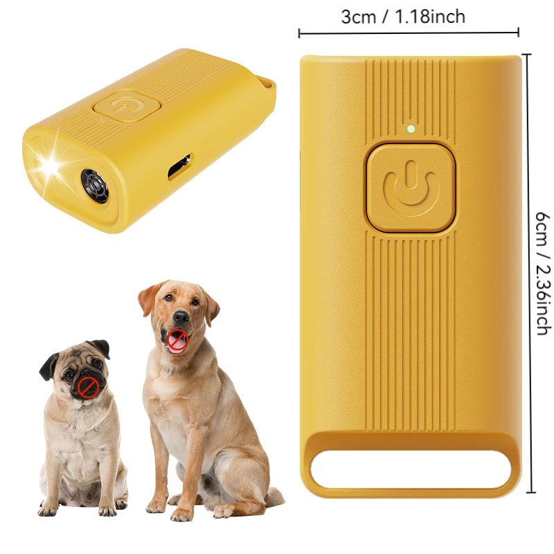 Mini Ultrasonic Dog Repeller Rechargeable Portable Dog Bark Deterrent DeviceTrainer Anti Barking Device with LED