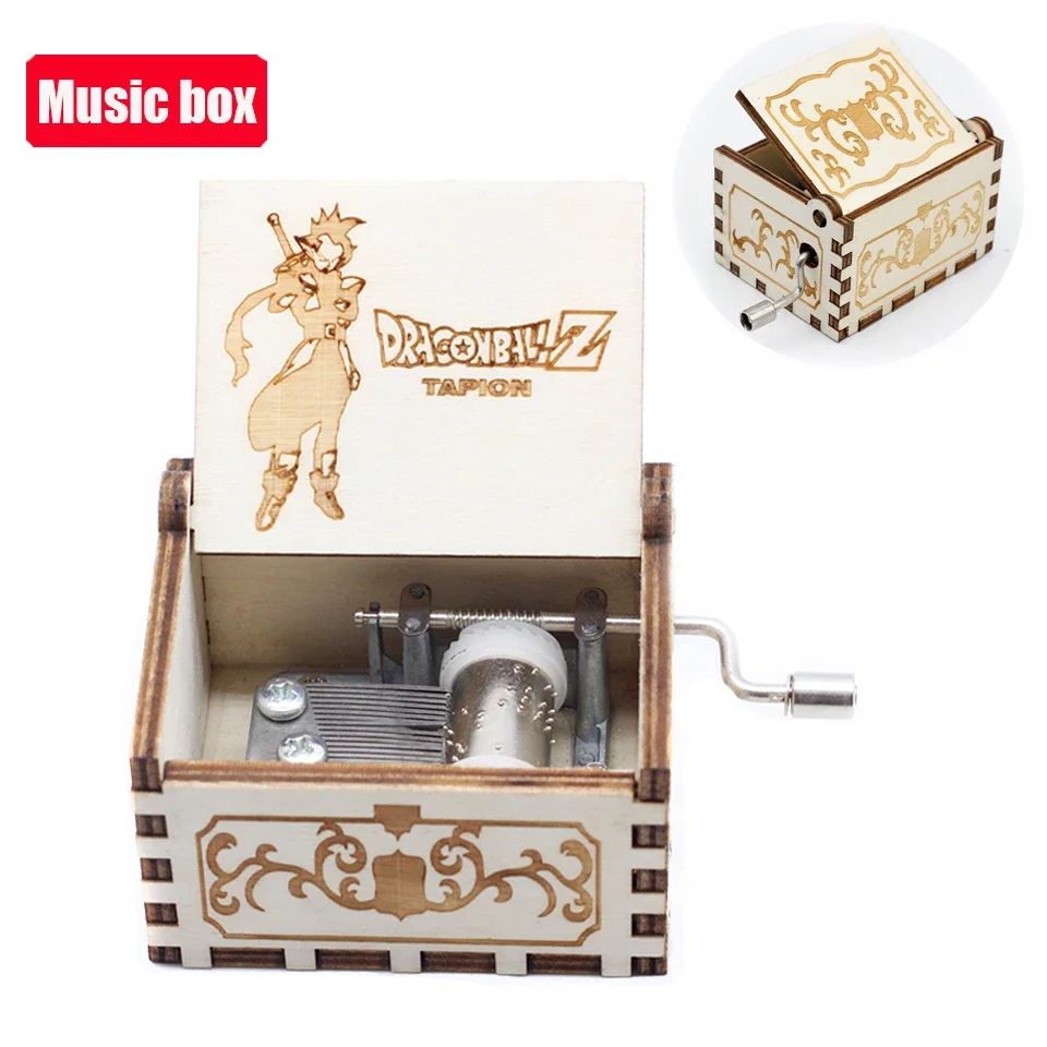 IN STOCK 38 styles Anime Music Box Antique carved Wooden Hand Crank Music Box figure Christmas Birthday Gift
