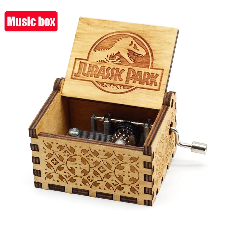 IN STOCK 38 styles Anime Music Box Antique carved Wooden Hand Crank Music Box figure Christmas Birthday Gift