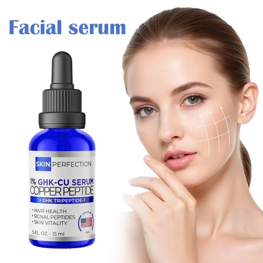 1% GHK-Cu Serum Copper Peptide Deeply Nourishing Enhance Skin Elasticity Firming Essence Antioxidant Anti-Wrinkle Facial Glowing