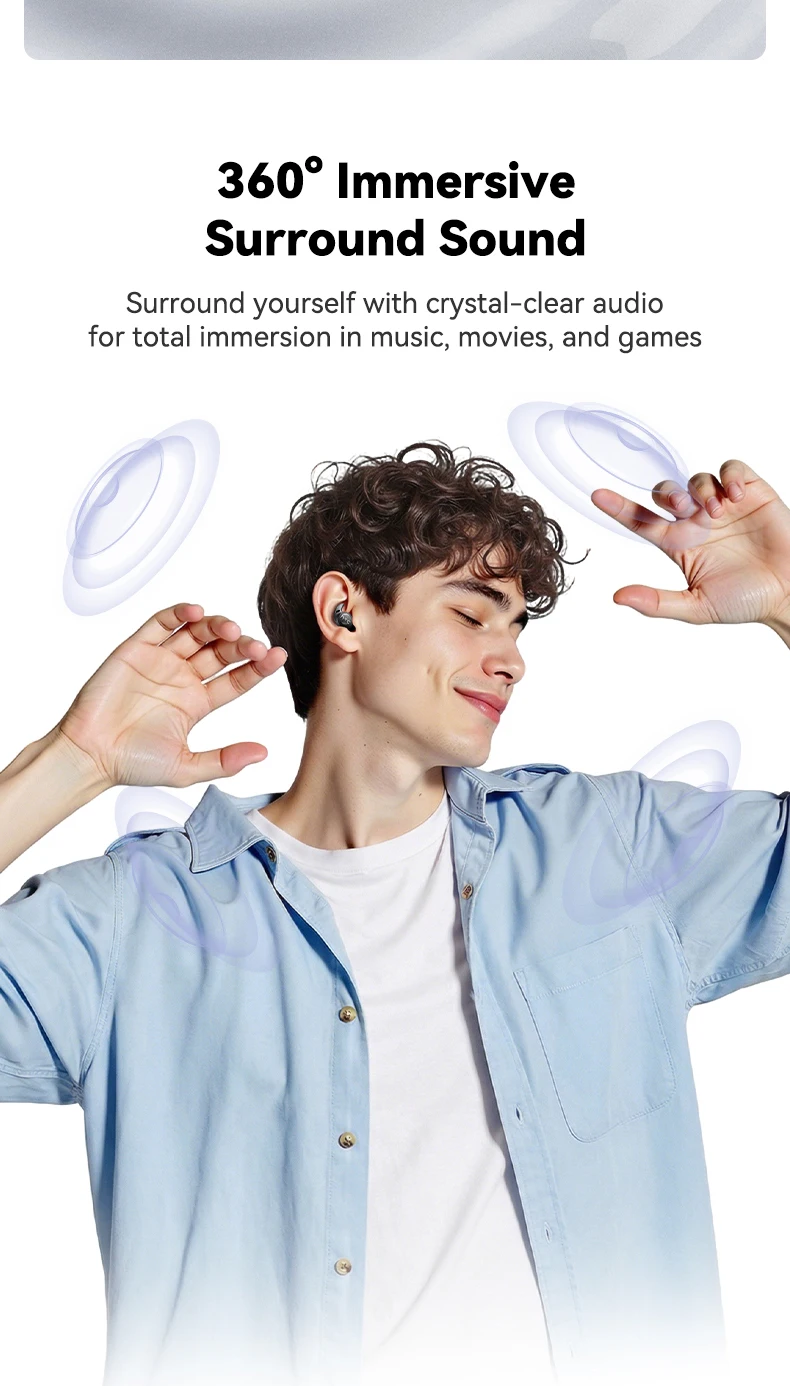 Wireless Bluetooth Headphones HTC NE76 Earbuds AI Smart Translation Earphones 30-Hour Battery Life for Music Office Work Sleep