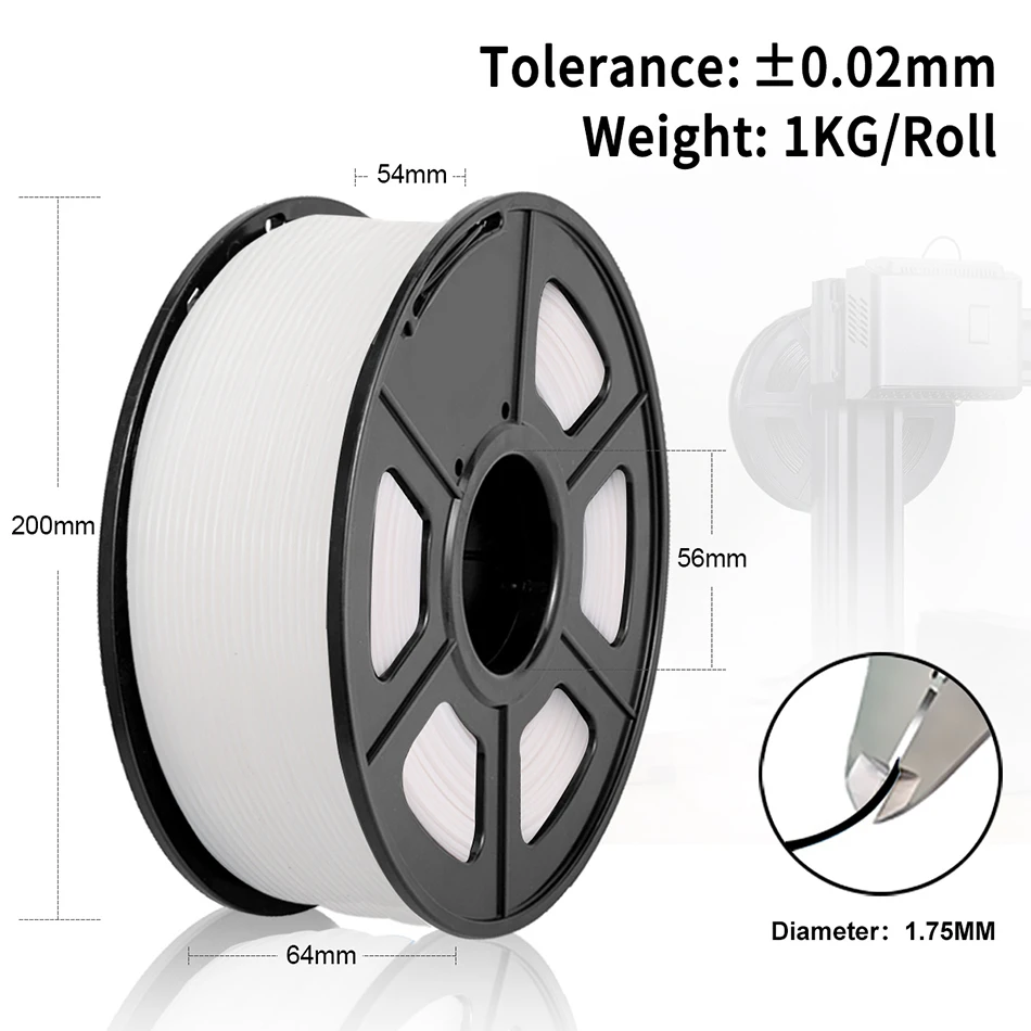 SUNLU PLA 1.75MM PLAPLUS 1KG 3D Printer Filament Arranged Neatly No Knots Non-Toxtic Biodegradable Vacuum Packaging
