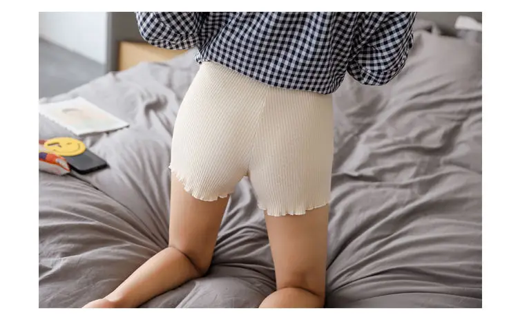 Cotton shorts Ruffled three-point safety pants women's outer wear leggings Thread Ribbed Striped Stretchy Underpants