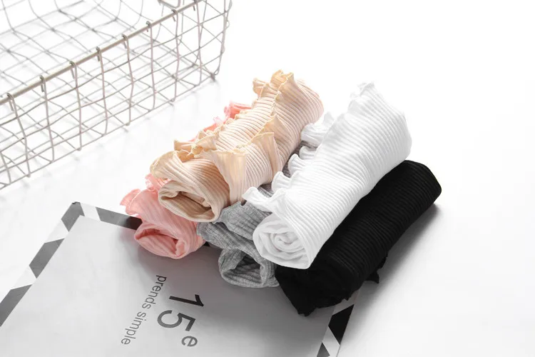 Cotton shorts Ruffled three-point safety pants women's outer wear leggings Thread Ribbed Striped Stretchy Underpants