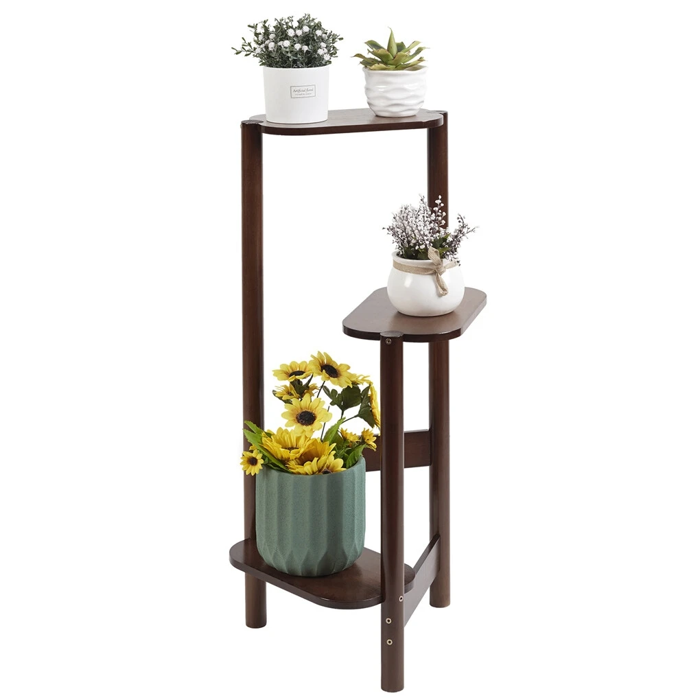 3-Tier Bamboo Plant Stands Indoor, Plant Stand Holder, Corner Shelf, Plant Display Rack for Corner Balcony and Bedroom