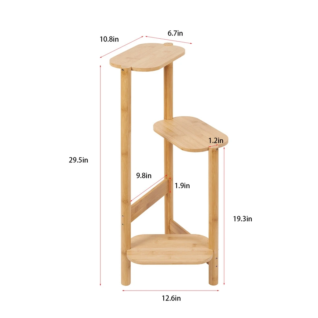 3-Tier Bamboo Plant Stands Indoor, Plant Stand Holder, Corner Shelf, Plant Display Rack for Corner Balcony and Bedroom