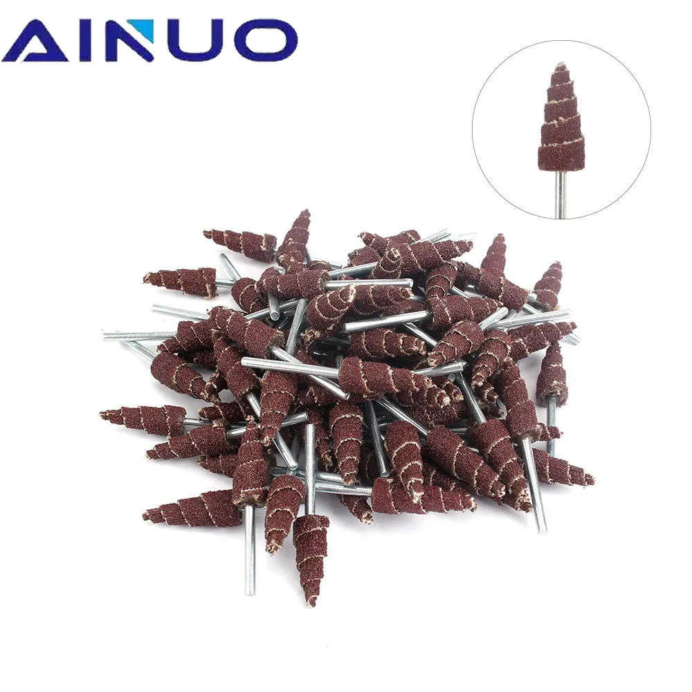 10Pcs Tapered Cone Grinding Head Sandpaper Flap Wheels Polishing Sanding for Drill Dremel Accessories 6mm Shank 10-30mm
