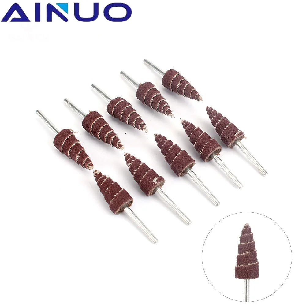 10Pcs Tapered Cone Grinding Head Sandpaper Flap Wheels Polishing Sanding for Drill Dremel Accessories 6mm Shank 10-30mm