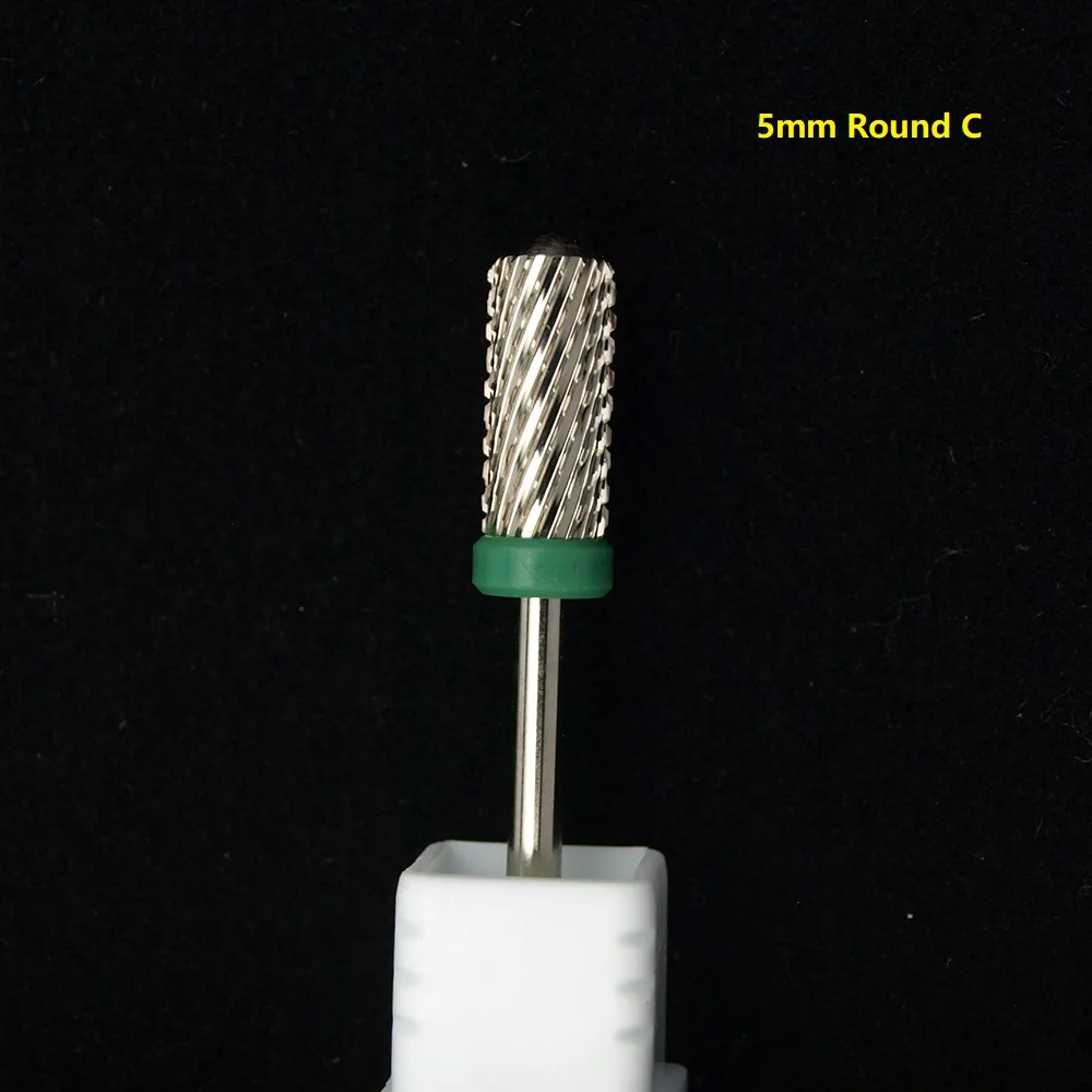 6.6mm Large Round Flat-Top Barrel Silver Tungsten Carbide Nail Drill Bit for Electric File Manicure Pedicure