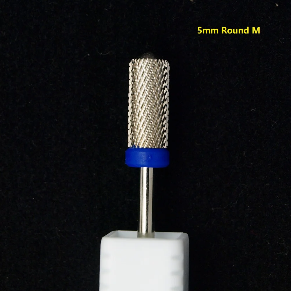 6.6mm Large Round Flat-Top Barrel Silver Tungsten Carbide Nail Drill Bit for Electric File Manicure Pedicure