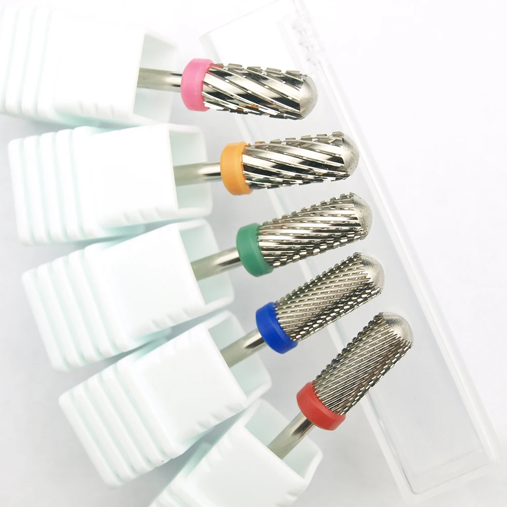 6.6mm Large Round Flat-Top Barrel Silver Tungsten Carbide Nail Drill Bit for Electric File Manicure Pedicure