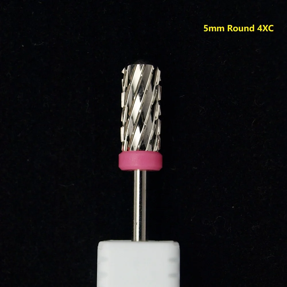 6.6mm Large Round Flat-Top Barrel Silver Tungsten Carbide Nail Drill Bit for Electric File Manicure Pedicure