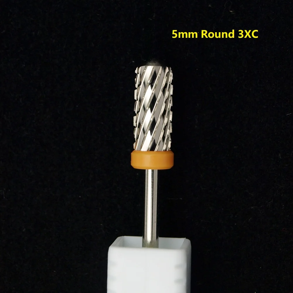 6.6mm Large Round Flat-Top Barrel Silver Tungsten Carbide Nail Drill Bit for Electric File Manicure Pedicure