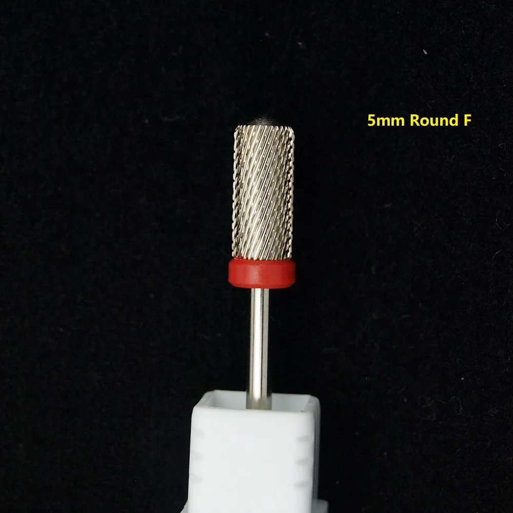 6.6mm Large Round Flat-Top Barrel Silver Tungsten Carbide Nail Drill Bit for Electric File Manicure Pedicure