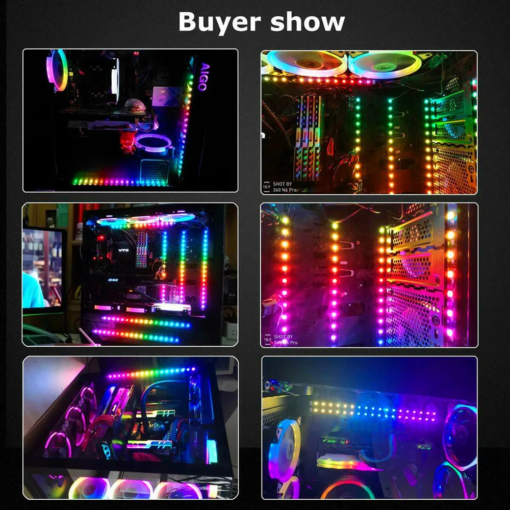 Addressable ARGB 5V LED Strip 3Pin Computer PC Case Tape Light WS2812B SMD 5050 Flexible Changeable Color Gamer Desktop Lamp
