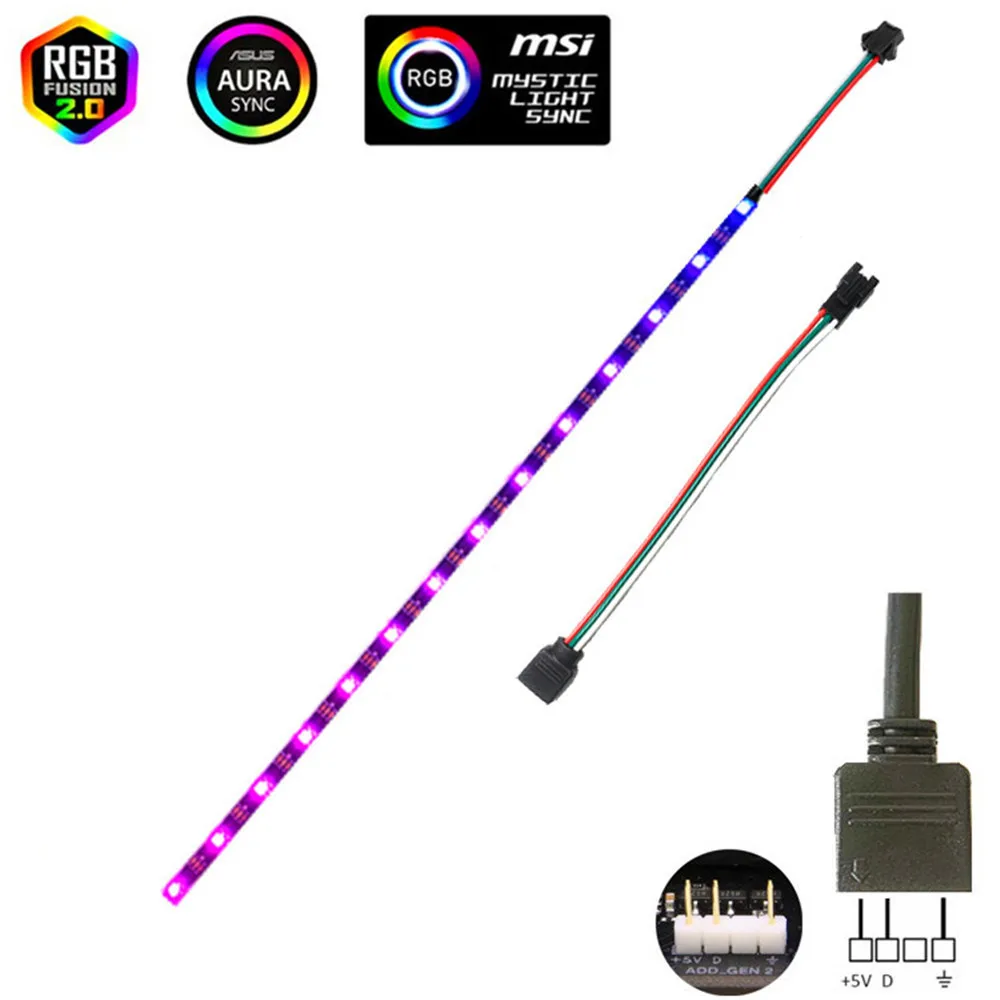Addressable ARGB 5V LED Strip 3Pin Computer PC Case Tape Light WS2812B SMD 5050 Flexible Changeable Color Gamer Desktop Lamp