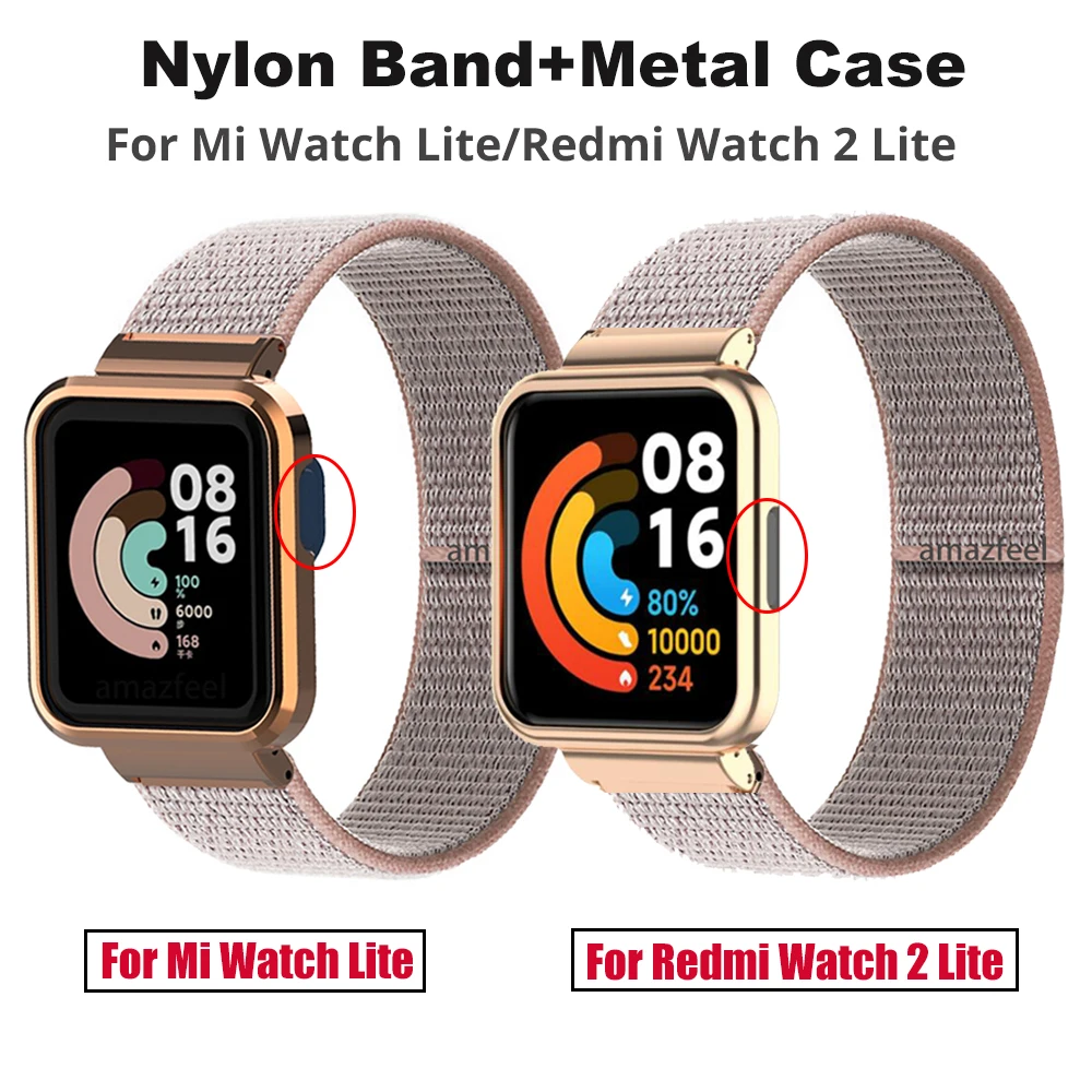 Nylon Strap for Redmi Watch 2 Lite Band for Mi Watch Lite/ POCO Watch Strap Bracelet Metal Case Protector Cover Nylon Wristband