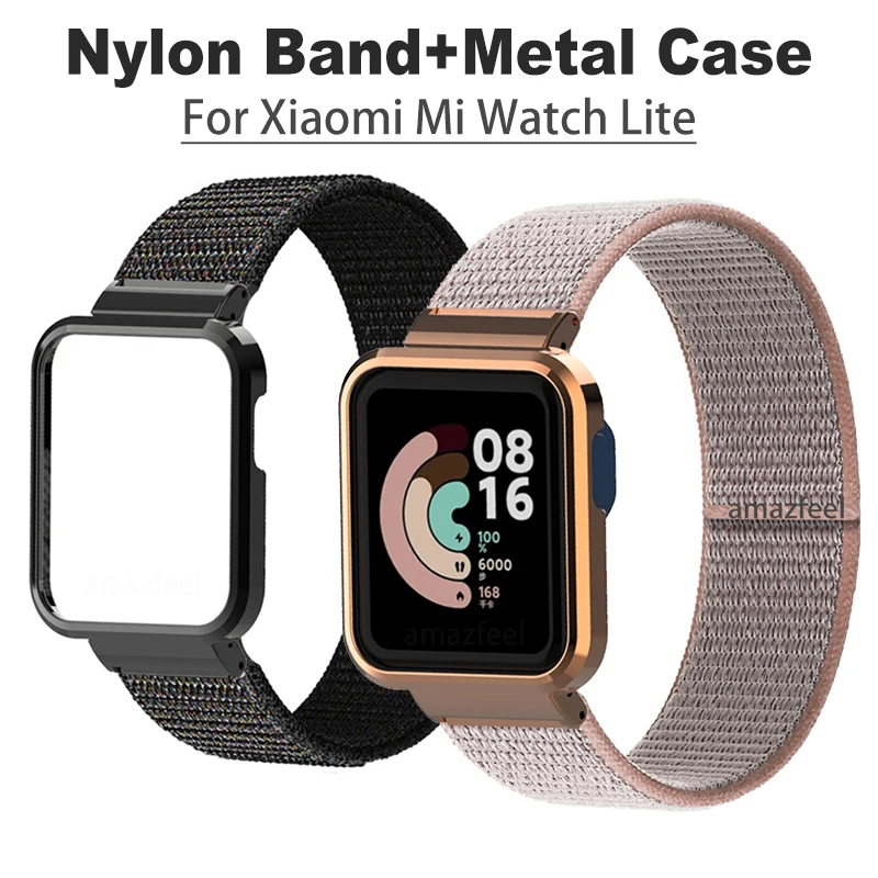 Nylon Strap for Redmi Watch 2 Lite Band for Mi Watch Lite/ POCO Watch Strap Bracelet Metal Case Protector Cover Nylon Wristband