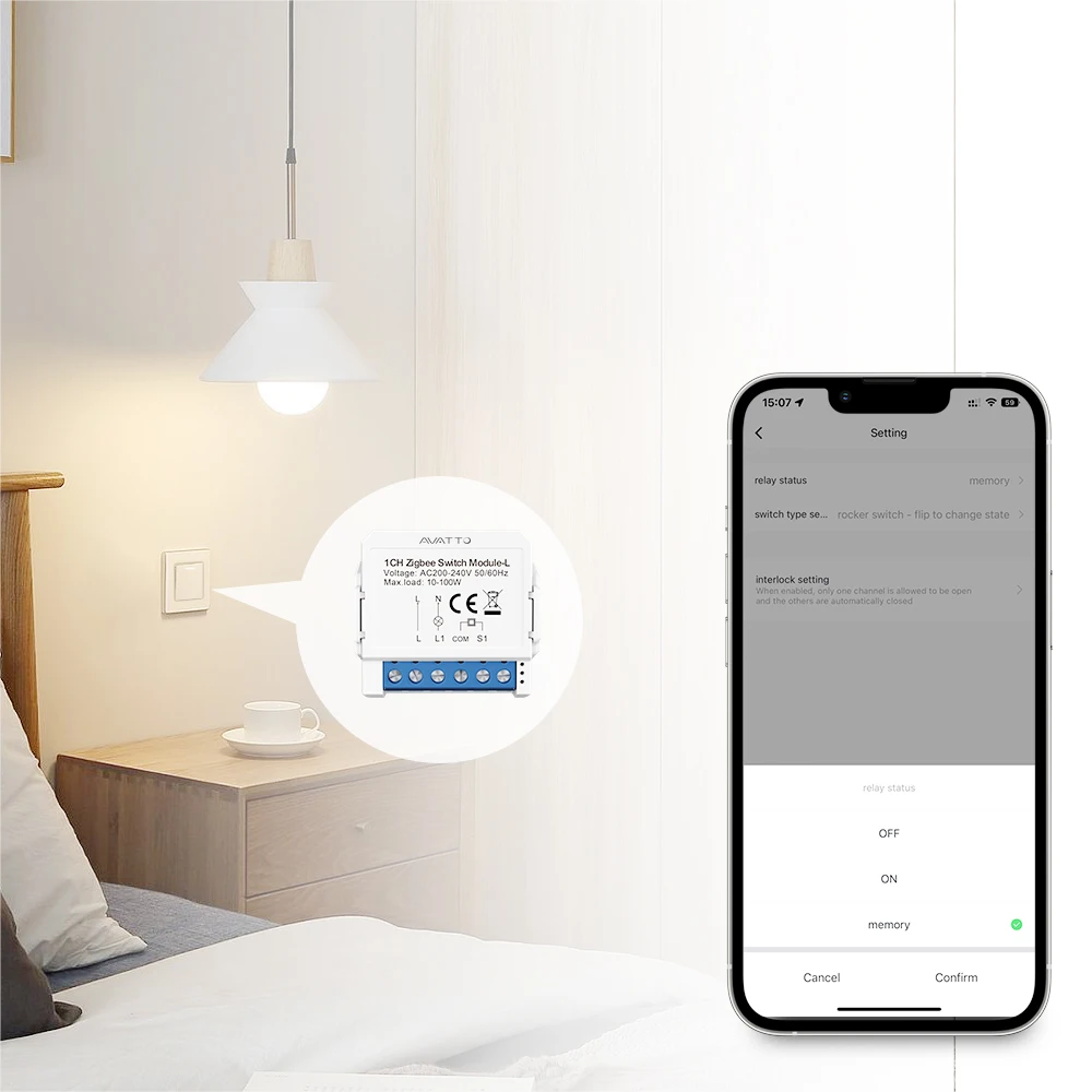 AVATTO 1/2/3 Gang Tuya Zigbee Light Switch Module No Neutral Wire, 2 Way Control DIY Smart Breaker Works with Alexa Google Home