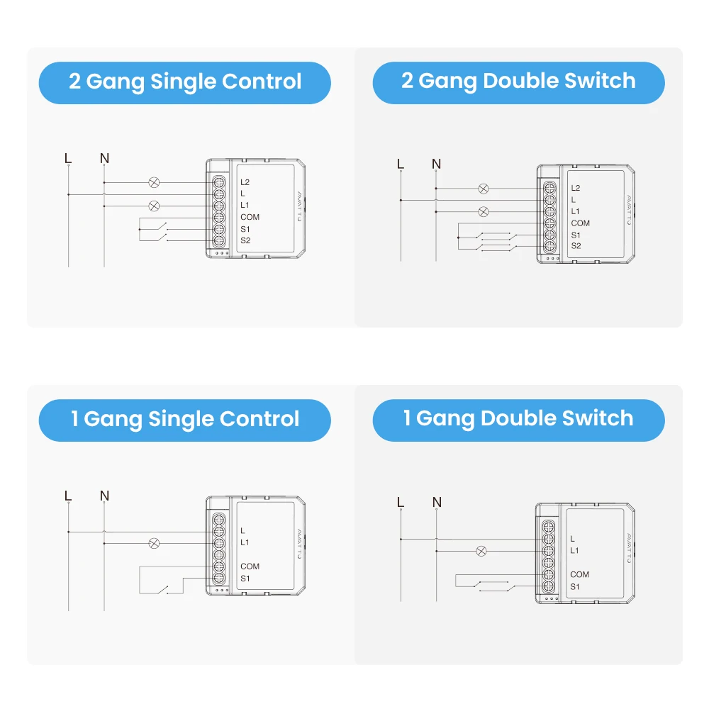 AVATTO 1/2/3 Gang Tuya Zigbee Light Switch Module No Neutral Wire, 2 Way Control DIY Smart Breaker Works with Alexa Google Home