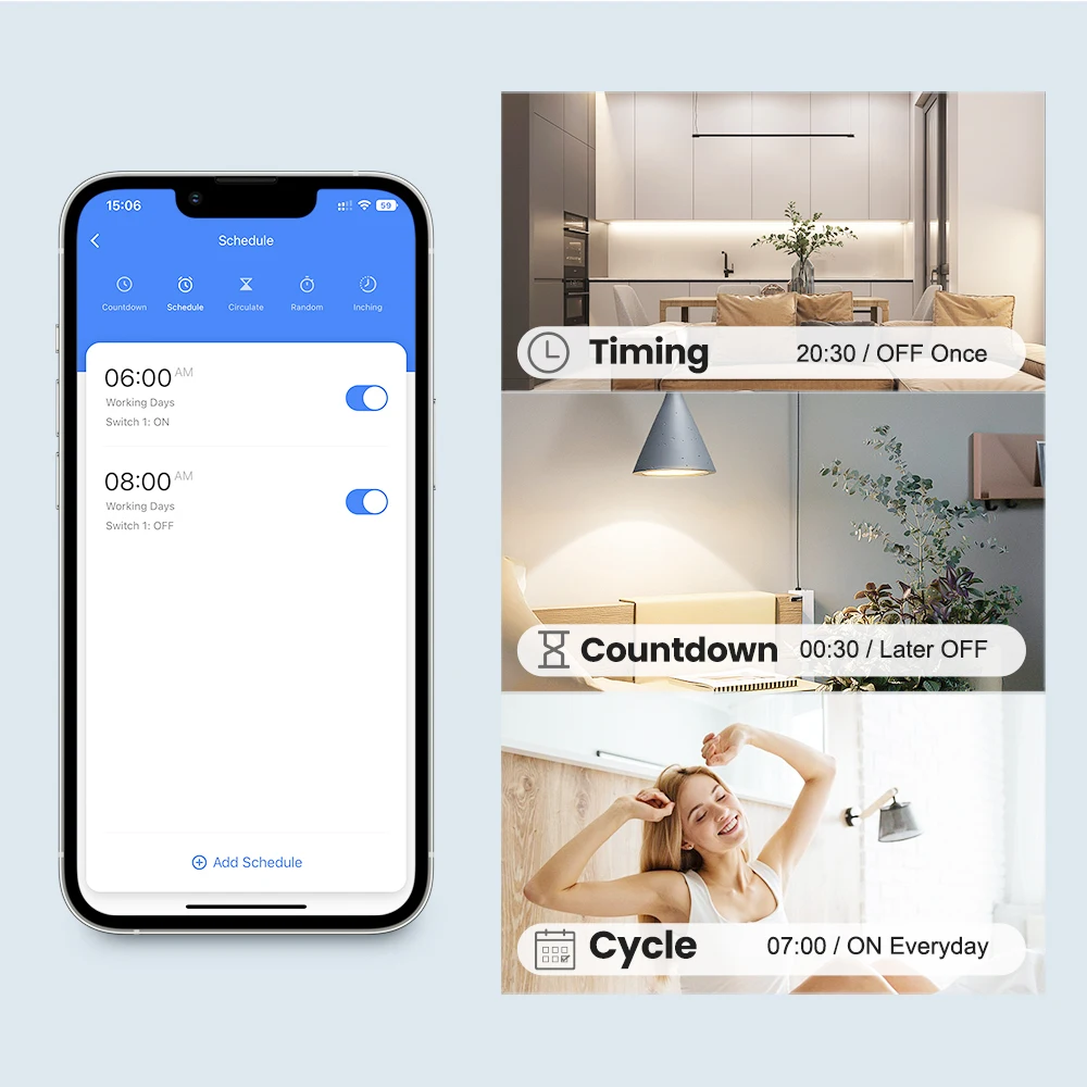 AVATTO 1/2/3 Gang Tuya Zigbee Light Switch Module No Neutral Wire, 2 Way Control DIY Smart Breaker Works with Alexa Google Home
