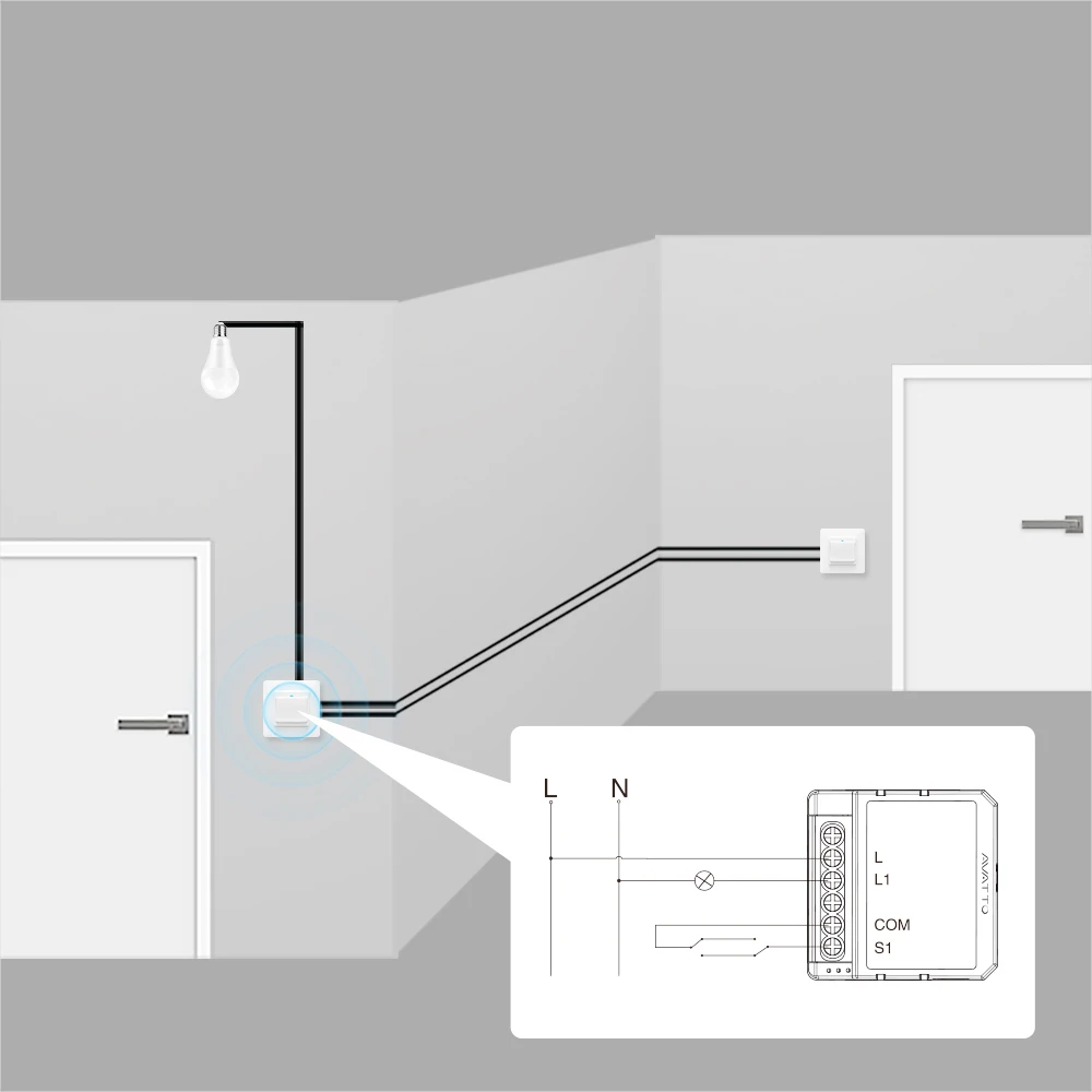 AVATTO 1/2/3 Gang Tuya Zigbee Light Switch Module No Neutral Wire, 2 Way Control DIY Smart Breaker Works with Alexa Google Home