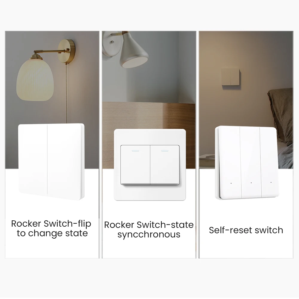 AVATTO 1/2/3 Gang Tuya Zigbee Light Switch Module No Neutral Wire, 2 Way Control DIY Smart Breaker Works with Alexa Google Home