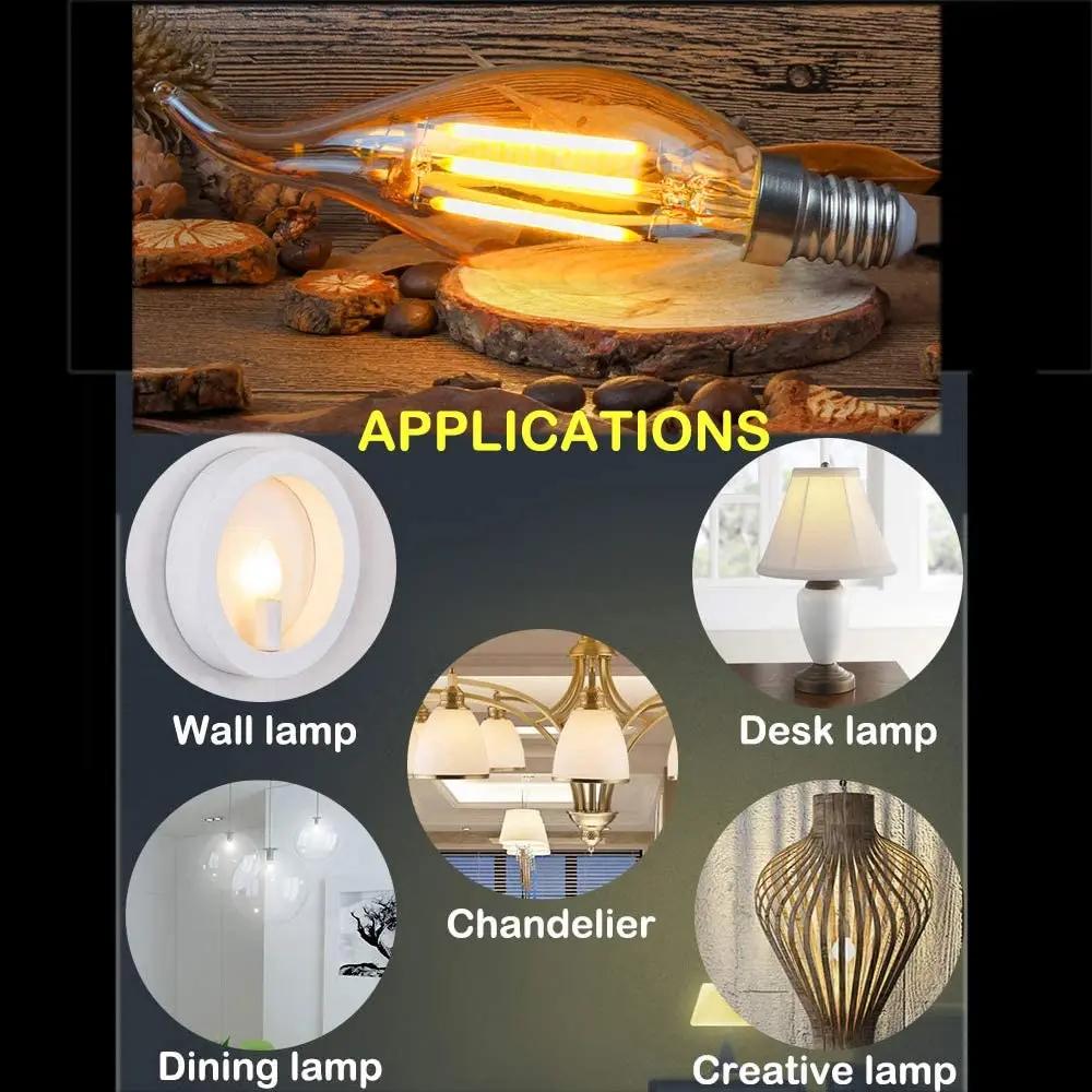 Retro Led Dimmable Candle Light C35 Frosted E14 220V 4W 6W Warm White 2700K Filament Bulbs Lamp For Chandelier Lighting