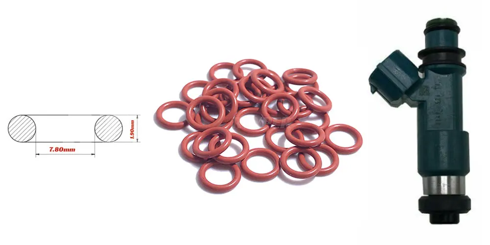 100 PCS Fuel Injector Upper O ring Repair Kits 21022 For Toyota Mazda Suzuki Denso 7.8*1.9MM