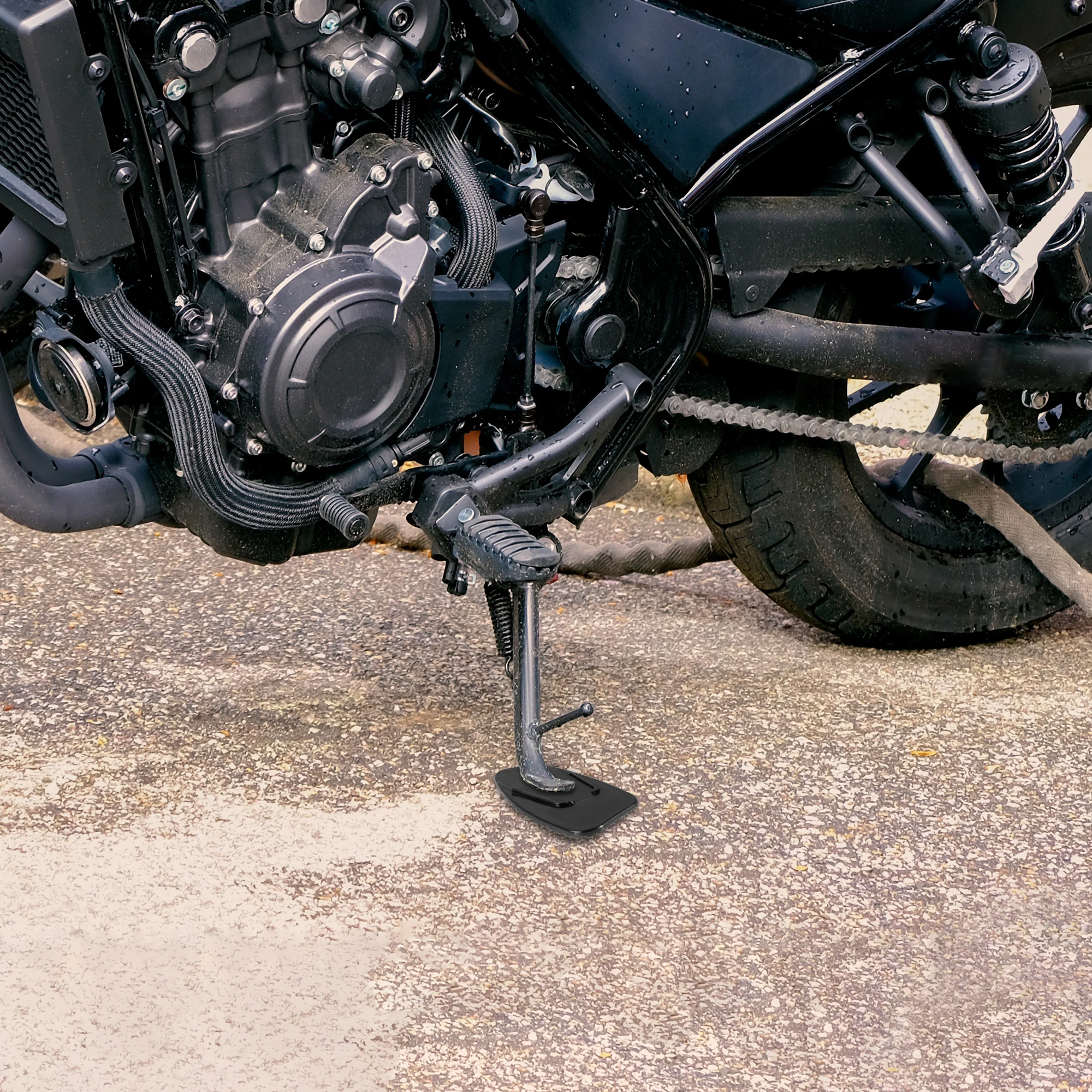 Motoforti Universal Motorcycle Kickstand Side Kick Pad Support Plate Pad Parking Stand Side Stand Extension Pad