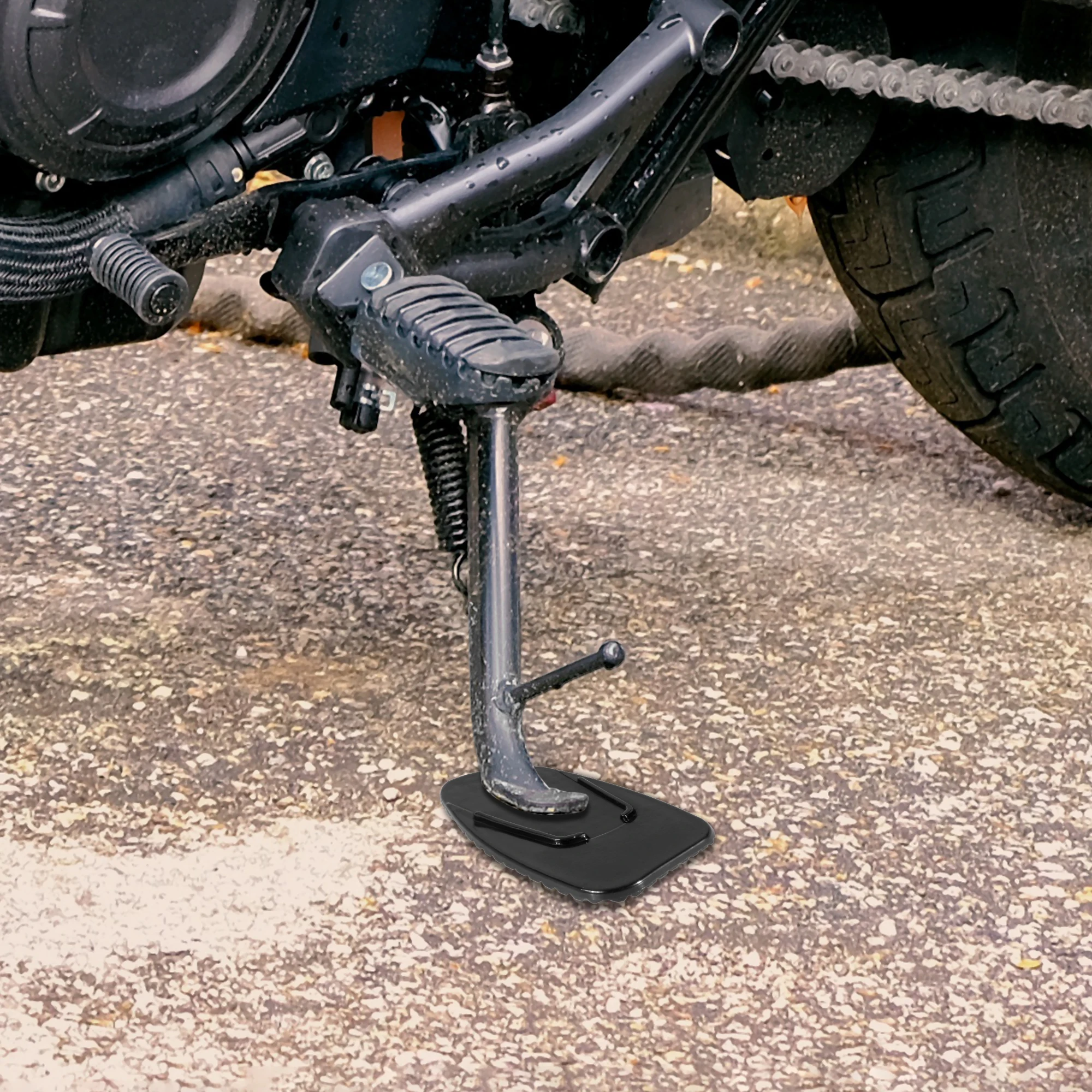 Motoforti Universal Motorcycle Kickstand Side Kick Pad Support Plate Pad Parking Stand Side Stand Extension Pad