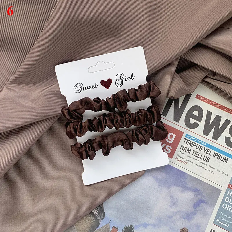 3pcs/set Woman Silk Hair Scrunchies Set Solid Color Rubber Band Girls Hair Ties Hair Accessories Women Hairband Ponytail Holders