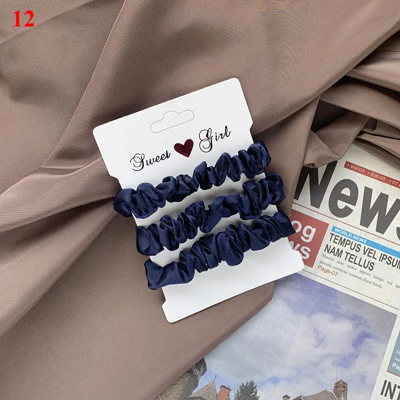 3pcs/set Woman Silk Hair Scrunchies Set Solid Color Rubber Band Girls Hair Ties Hair Accessories Women Hairband Ponytail Holders