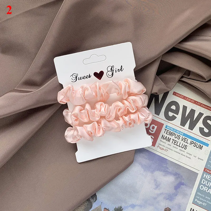3pcs/set Woman Silk Hair Scrunchies Set Solid Color Rubber Band Girls Hair Ties Hair Accessories Women Hairband Ponytail Holders