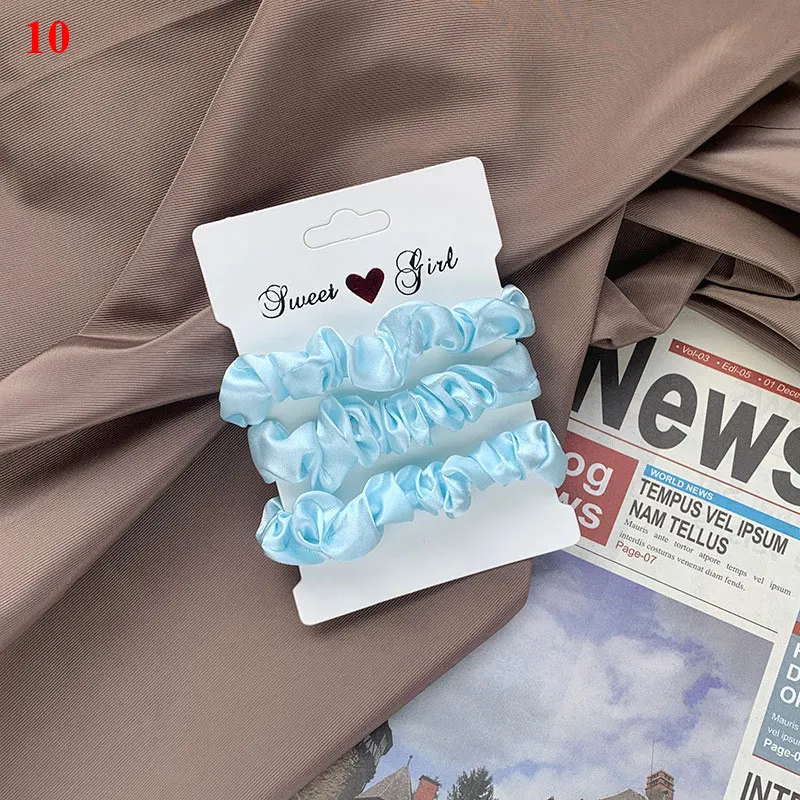 3pcs/set Woman Silk Hair Scrunchies Set Solid Color Rubber Band Girls Hair Ties Hair Accessories Women Hairband Ponytail Holders