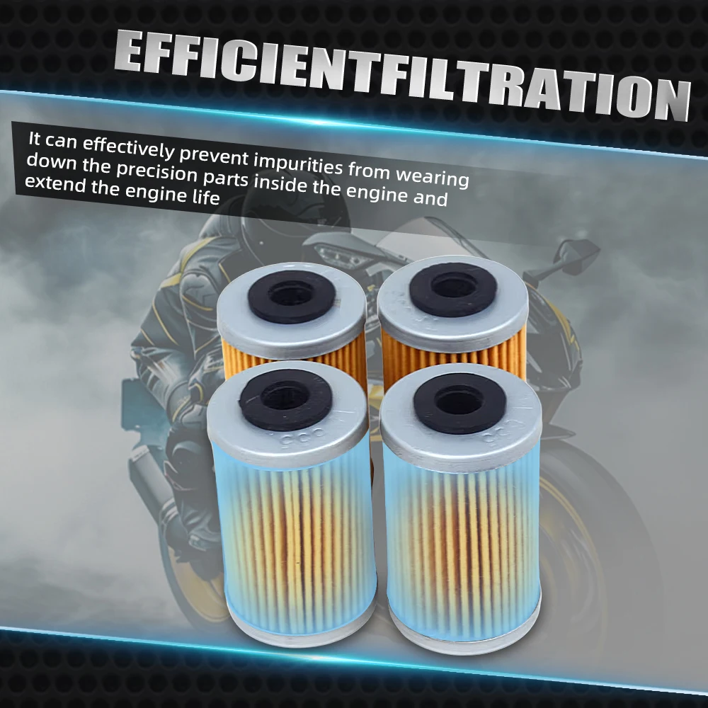 4Pcs Oil Filter For KTM Duke RC 125 200 390 RC R EXC 250 400 450 SX MXC EXC 520 525 SXC 625 Enduro Factory Supermoto