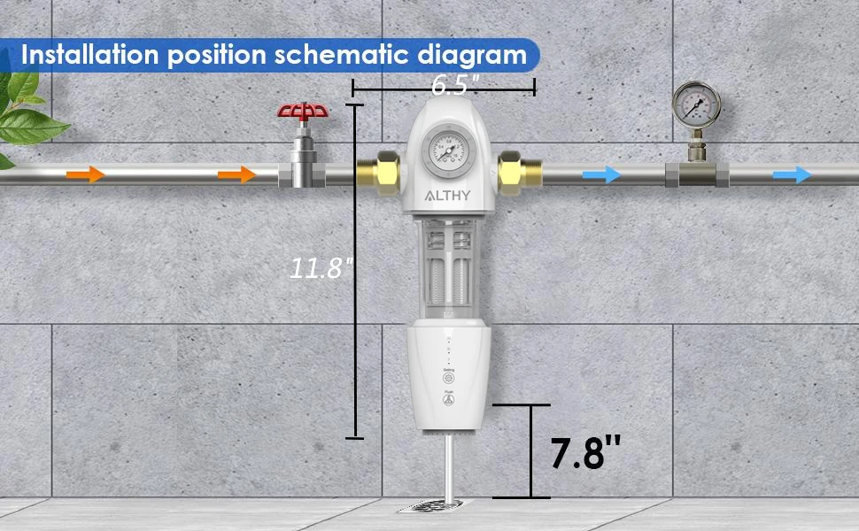 ALTHY PRE-AUTO2 Automatic Flushing Backwash Prefilter Spin Down Sediment Water Filter Central Whole House Purifier System