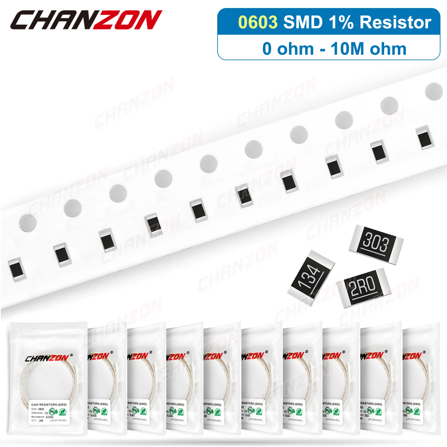 100PCS/Lot 0603 1% Resistance High Precision SMD Resistor 0ohm 16 100 3.9K 33K 39K 43K 47K 56K 62K 82K 91K 1M5 4M7 2K7 7K5 Ohm