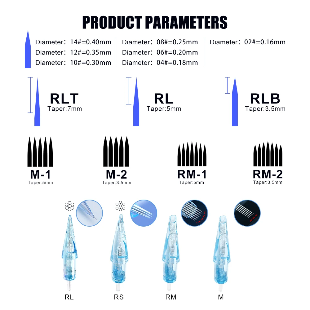 20pcs Dragonhawk WJX RL RLT RLB Tattoo Cartridge Needles Disposable Sterile Permanent Makeup Machine Rotary Pen Tattoo Supplies